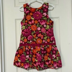 Gymboree Floral Kids Dress  Size 4T- Pink and Orange 100% Cotton